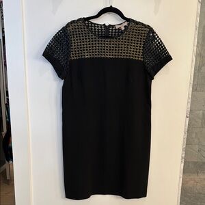 Elegant Black Dress with metallic Mesh Detail